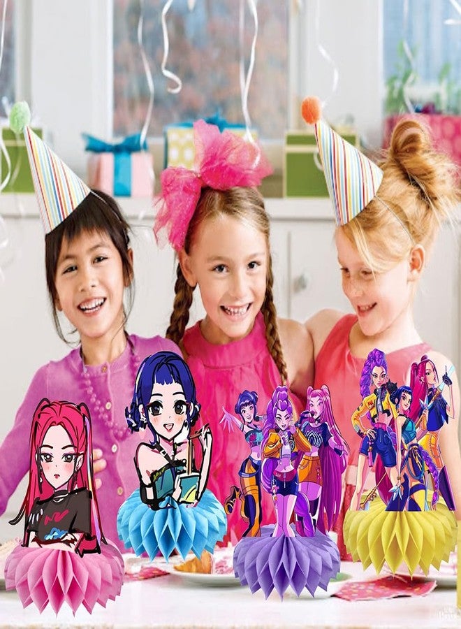 YEEFIGRO 8Pcs Demon Movie Hunters Honeycomb Table Centerpiece,Demon Movie Hunters Birthday Party Supplies Table Decorations for Kids Party Decorations - Image 4
